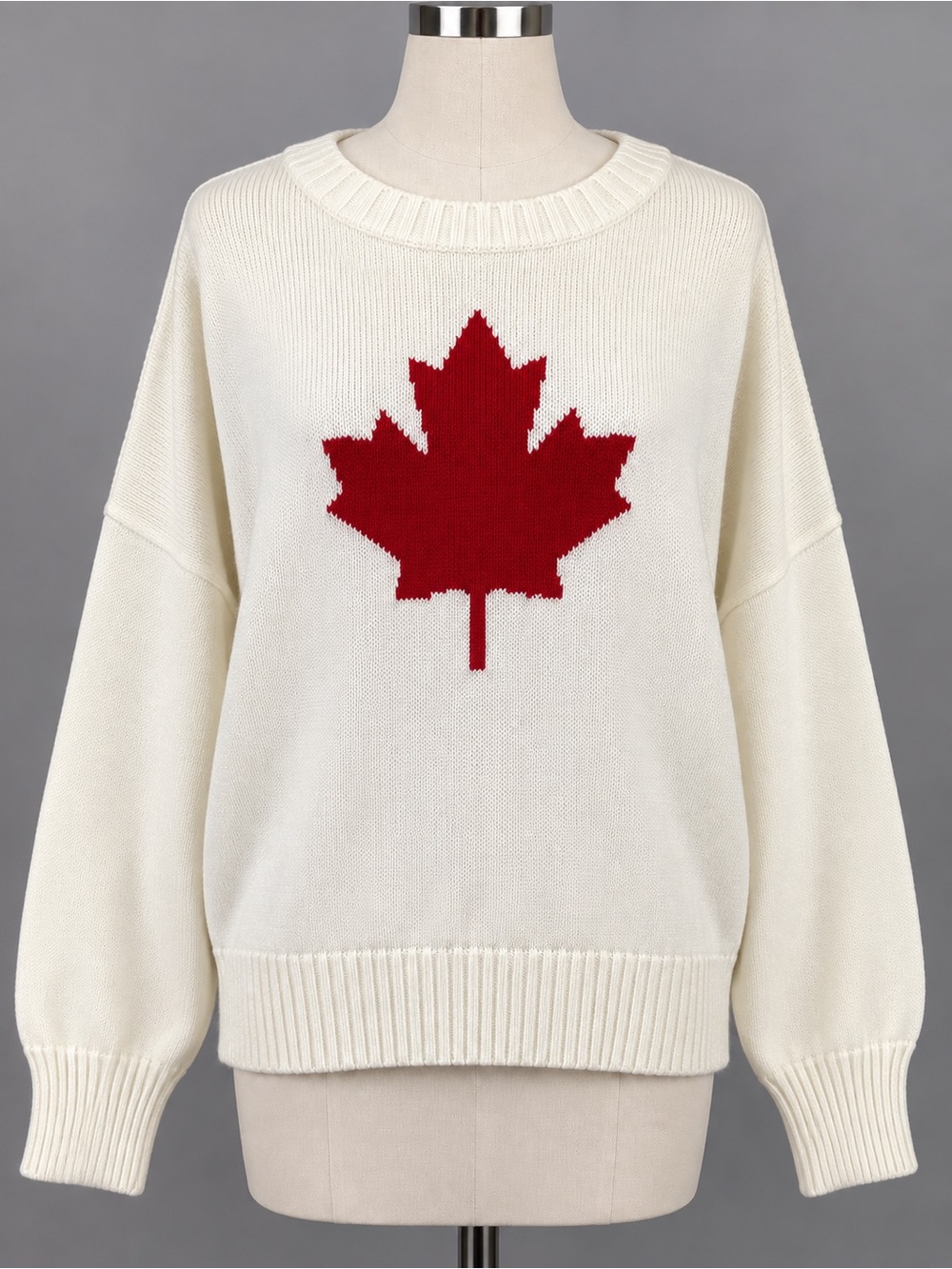 NWT Old Navy 4X Cream Maple Leaf Oversized Sweater Canada Red White Unisex